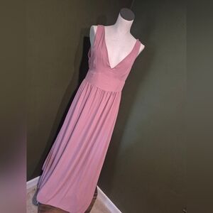 Elegant Mauve Plunge Back Maxi Dress